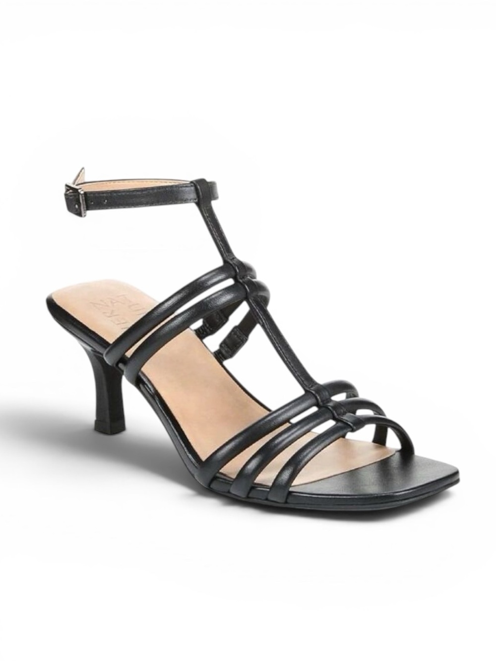 Naturalizer Starla Strappy Kitten Heel Sandals Black Leather Size 10